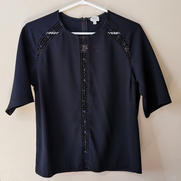 Wilfred Tops - Wilfred, XS, Black Cut Outs 3/4 Sleeve Top